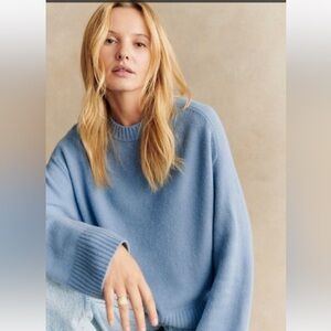 NWT Sezane Maurice Jumper Knit Sweater in Vintage Blue